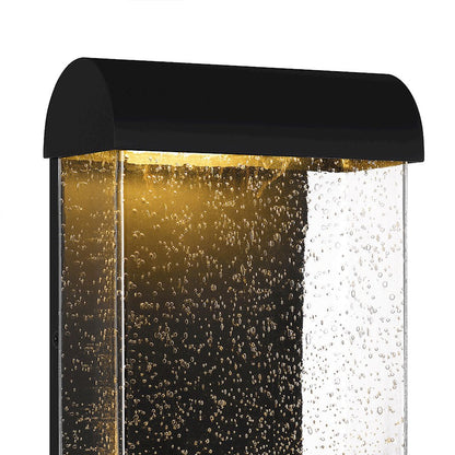 Townes Outdoor Lantern, Matte Black/Clear Seeded