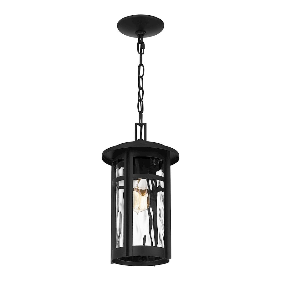 Uma 1 Light Mini Pendant, Matte Black/Clear Water