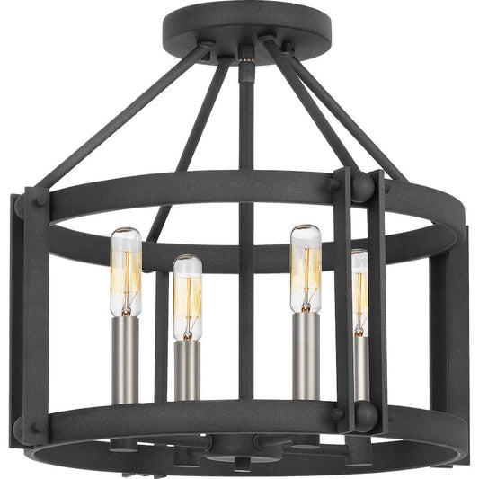 Victor 4 Light Semi-Flush Mount, Mottled Black