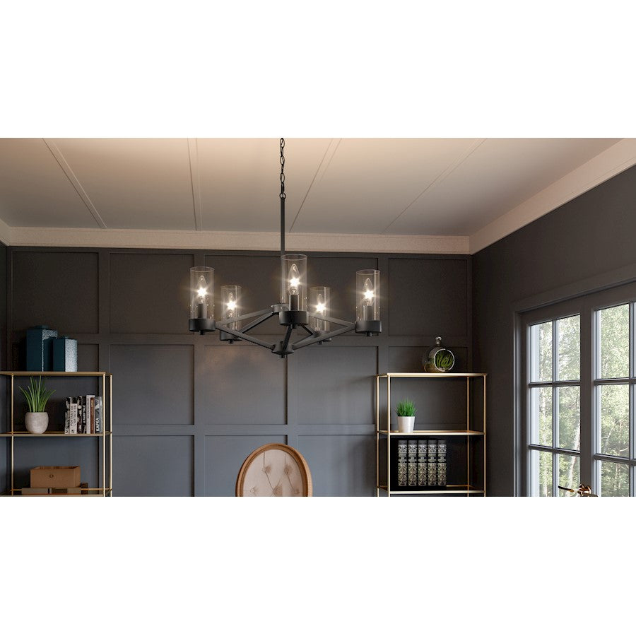 Villa 5 Light Chandelier, Earth Black/Clear