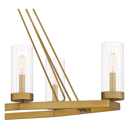 Valens 6 Light Chandelier Light, Aged Brass/Clear Reeded