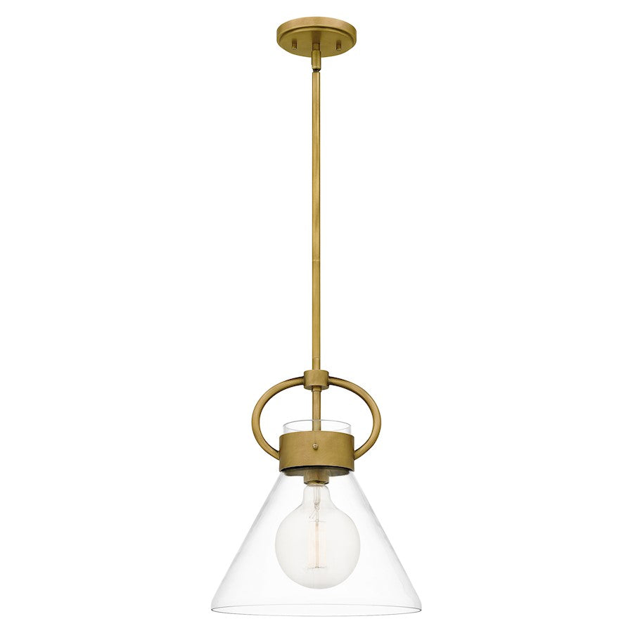 Webster 1 Light Mini Pendant, Weathered Brass/Clear