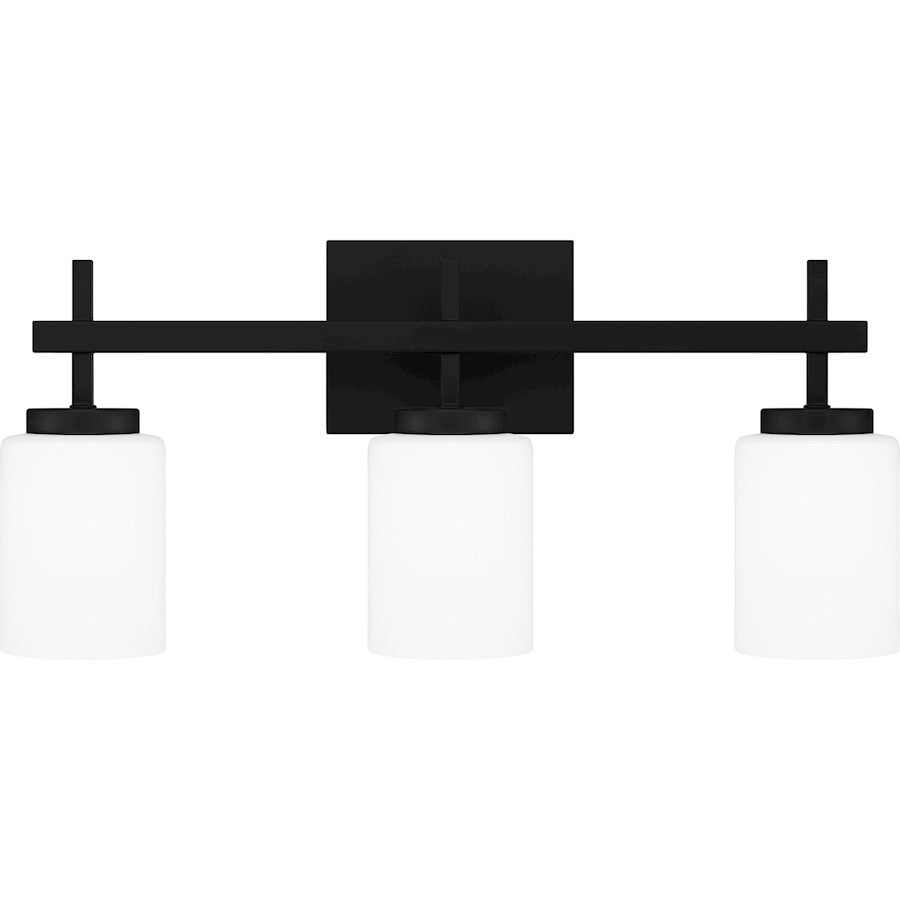 Quoizel Wilburn 3 Light Bath Light, Matte Black/Opal Etched - WLB8622MBK