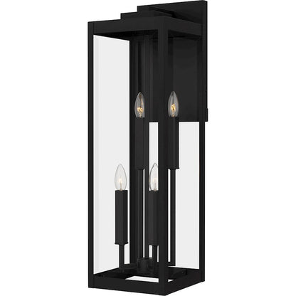 Westover 4 Light Outdoor Lantern, Earth Black/Clear Beveled