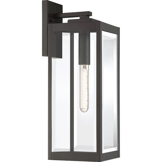 Quoizel Westover 7.5" 1 Light Outdoor Wall Lantern, Bronze/Beveled - WVR8406WT