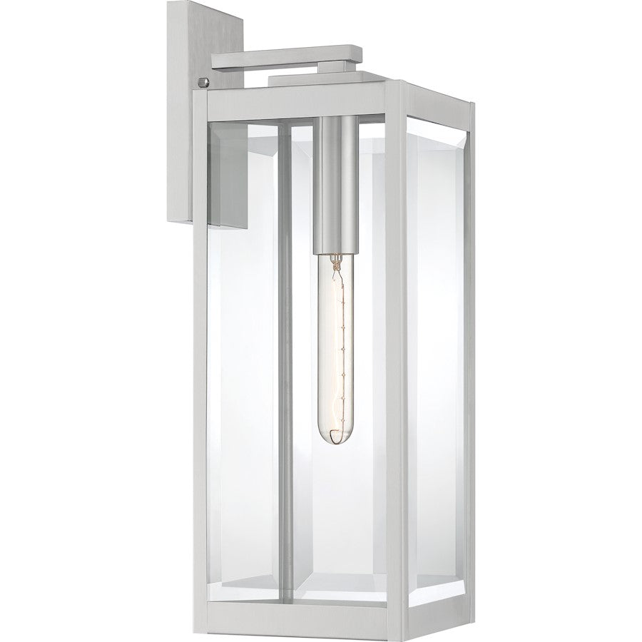 Quoizel Westover 8.5" 1 Light Outdoor Wall Lantern, Steel/Beveled - WVR8407SS