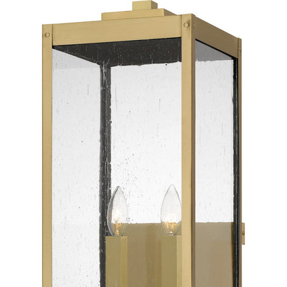 Westover 2 Light Outdoor Lantern, Antique Brass/Clear Seedy