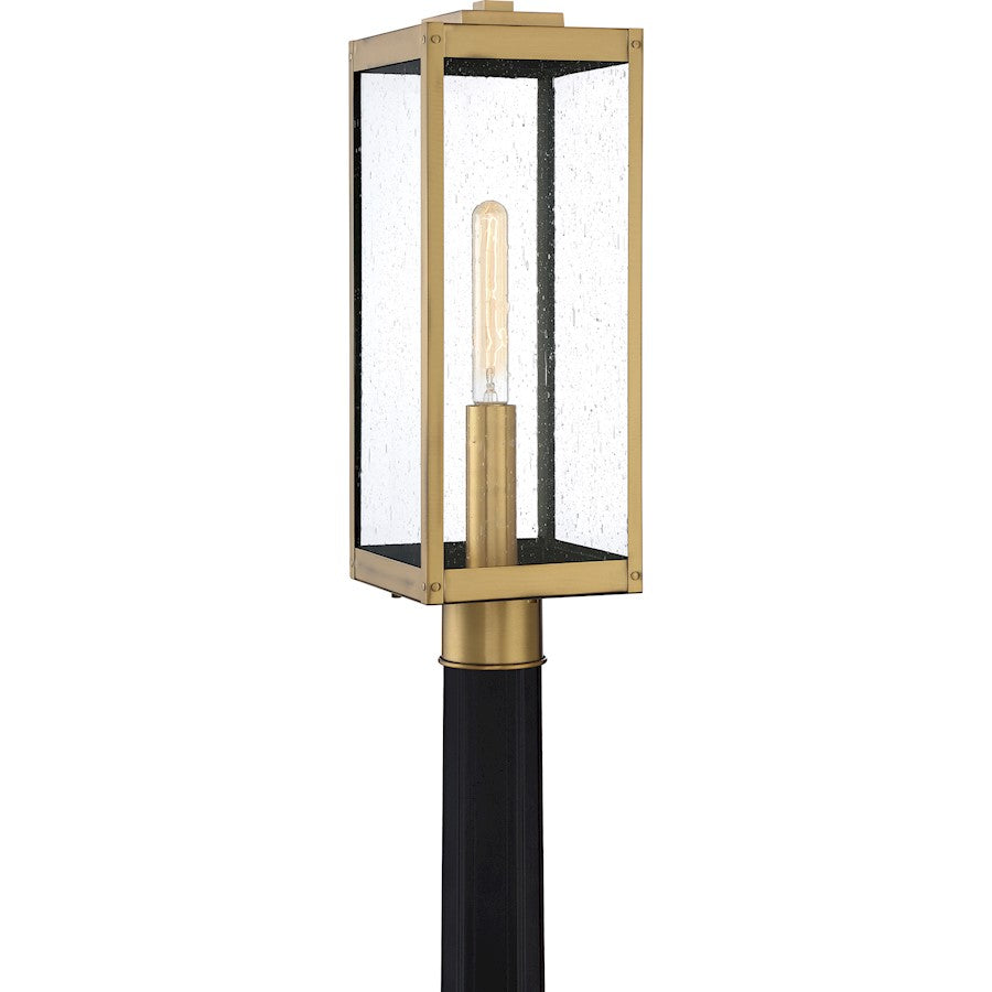 Westover 1 Light Outdoor Post Lantern, Antique Brass